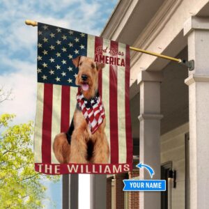 Airedale Terrier God Bless America Personalized Flag Garden Dog Flag Dog Flag For House 3