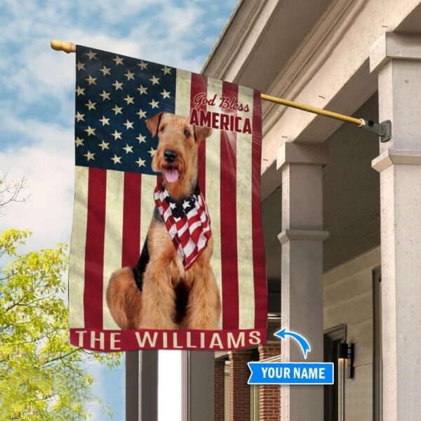 Airedale Terrier God Bless America Personalized Flag – Garden Dog Flag – Dog Flag For House