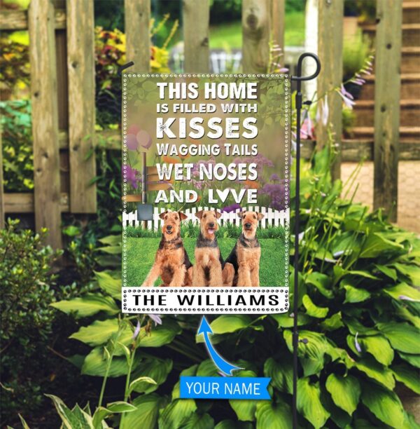 Airedale Terrier This Home Is Filled With Kisses Personalized Flag – Garden Dog Flag – Personalized Dog Garden Flags