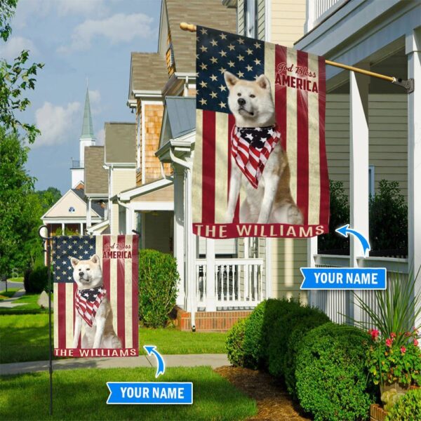 Akita God Bless America Personalized Flag – Garden Dog Flag – Dog Flag For House