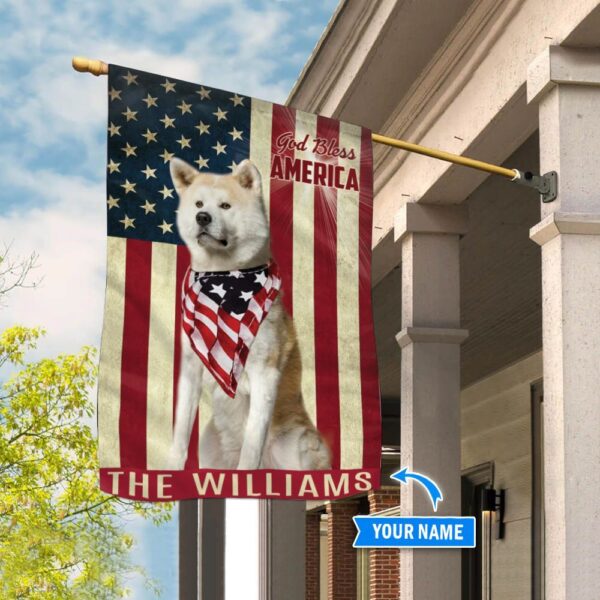 Akita God Bless America Personalized Flag – Garden Dog Flag – Dog Flag For House