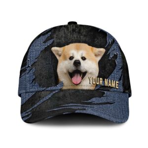 Akita Inu Jean Background Custom Name Cap Classic Baseball Cap All Over Print Gift For Dog Lovers 1 qaehuf