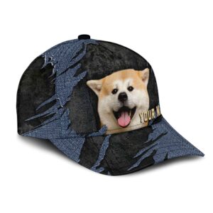 Akita Inu Jean Background Custom Name Cap Classic Baseball Cap All Over Print Gift For Dog Lovers 2 vipl9m