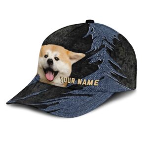 Akita Inu Jean Background Custom Name Cap Classic Baseball Cap All Over Print Gift For Dog Lovers 3 fp41cj