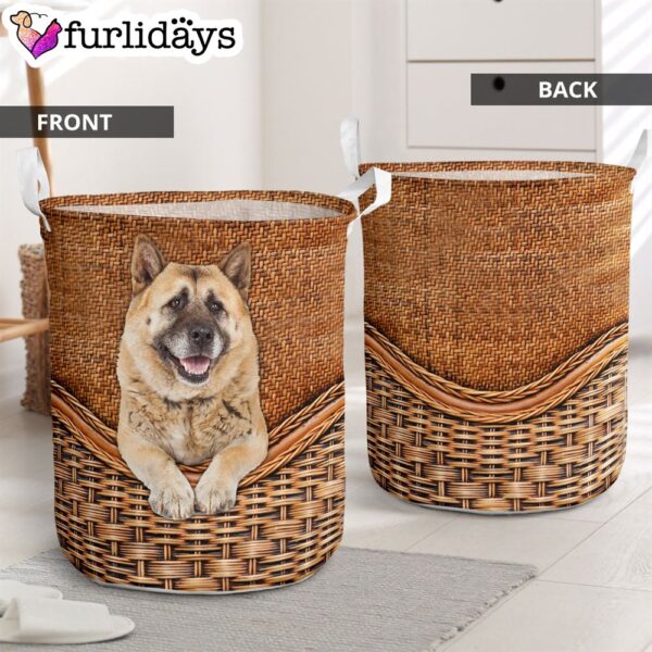 Akita Rattan Texture Laundry Basket – Dog Laundry Basket – Mother Gift – Gift For Dog Lovers