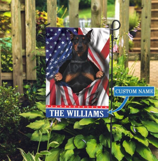 Alabama Doberman Personalized Garden Flag – Garden Dog Flag – Personalized Dog Garden Flags