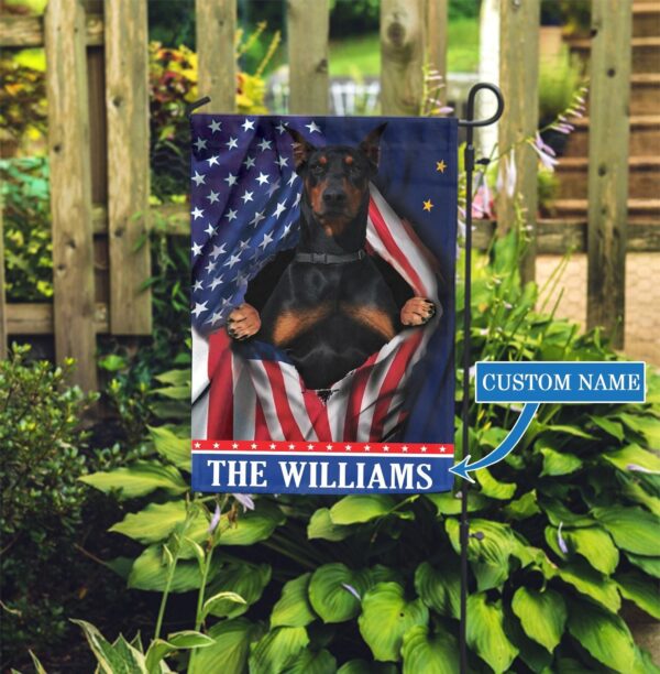 Alaska Doberman Personalized Garden Flag – Garden Dog Flag – Personalized Dog Garden Flags