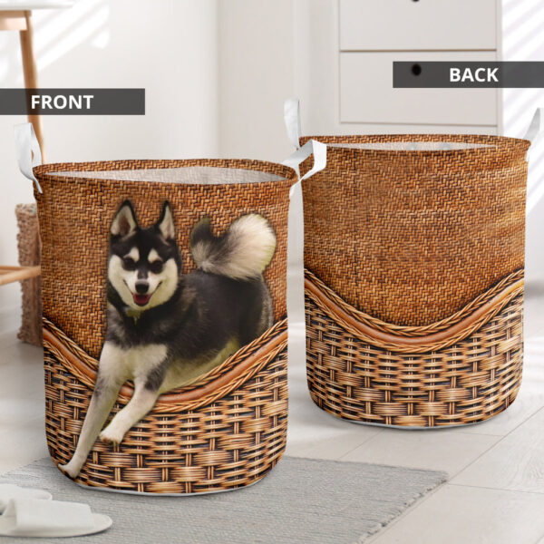 Alaskan Klee Kai Rattan Texture Laundry Basket – Dog Laundry Basket – Mother Gift – Gift For Dog Lovers