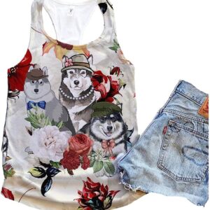 Alaskan Malamute Dog Flower Autumn Tank Top Summer Casual Tank Tops For Women Gift For Young Adults 1 t6oxnd