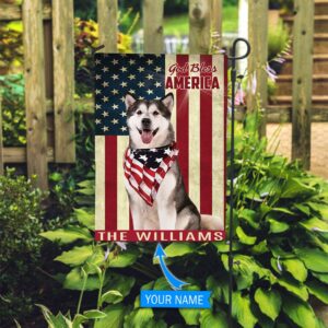 Alaskan Malamute God Bless America Personalized Flag Garden Dog Flag Dog Flag For House 2