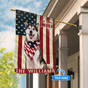 Alaskan Malamute God Bless America Personalized Flag Garden Dog Flag Dog Flag For House 3