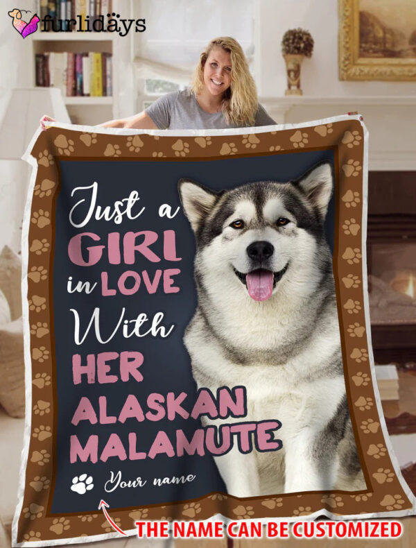Alaskan Malamute Just A Girl Blanket Throws – Personalized Custom Blanket – Soft Lightweight Blanket All Season