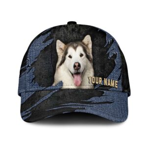 Alaskan Malamutes Jean Background Custom Name Cap Classic Baseball Cap All Over Print Gift For Dog Lovers 1 rk8yo7