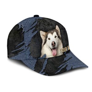 Alaskan Malamutes Jean Background Custom Name Cap Classic Baseball Cap All Over Print Gift For Dog Lovers 2 hyiy64