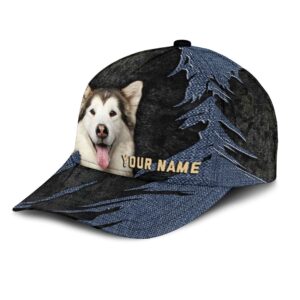 Alaskan Malamutes Jean Background Custom Name Cap Classic Baseball Cap All Over Print Gift For Dog Lovers 3 ujap4k