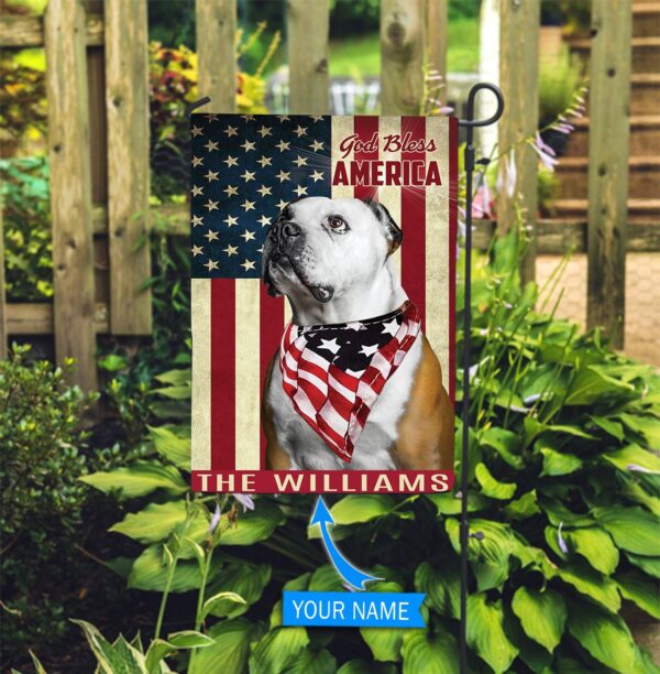 American Bulldog God Bless America Personalized Flag – Garden Dog Flag – Dog Flag For House