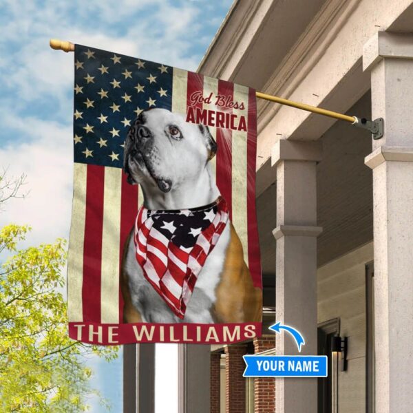 American Bulldog God Bless America Personalized Flag – Garden Dog Flag – Dog Flag For House