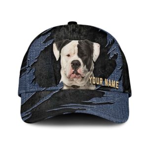American Bulldog Jean Background Custom Name Cap Classic Baseball Cap All Over Print Gift For Dog Lovers 1 ndi7hy