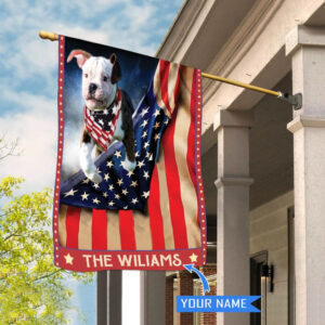 American Bulldog Personalized House Flag Garden Dog Flag Personalized Dog Garden Flags 2
