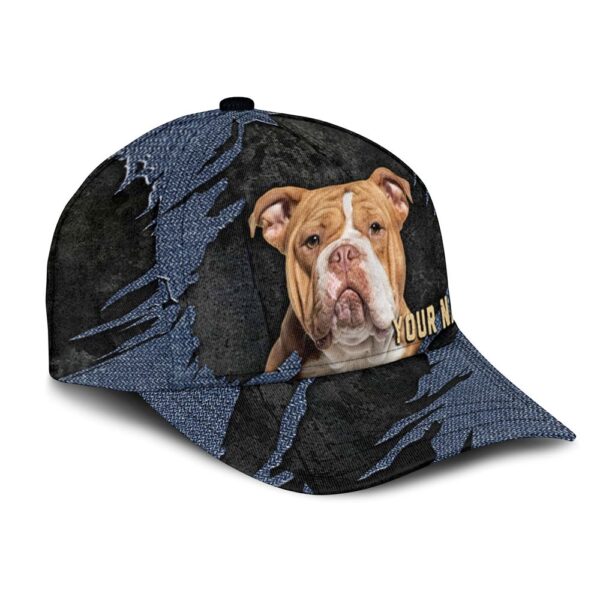 American Bully Jean Background Custom Name & Photo Dog Cap – Classic Baseball Cap All Over Print – Gift For Dog Lovers