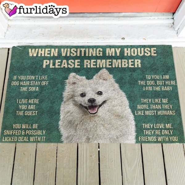 American Eskimo’s Rules Doormat Flannel – Xmas Welcome Mats – Gift For Dog Lovers