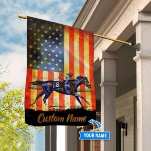 American Flag Horse Racing Personalized Flag…