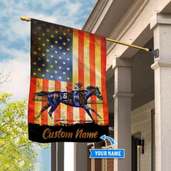 American Flag Horse Racing Personalized Flag – Garden Flags Outdoor – Outdoor Decoration