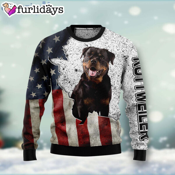 American Rottweiler Dog Lover American Flag Ugly Christmas Sweater – Christmas Outfits Gift