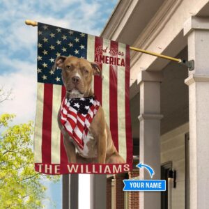 American Staffordshire Terrier God Bless America Personalized Flag Garden Dog Flag Dog Flag For House 3