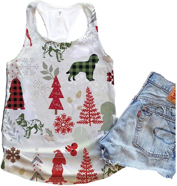 American Water Spaniel Dog Christmas Plaid Flannel Tank Top – Summer Casual Tank Tops For Women – Gift For Young Adults