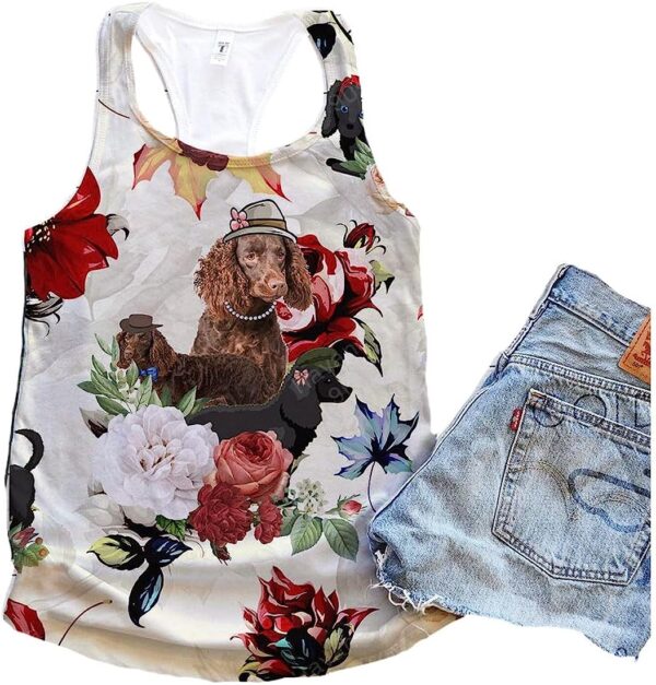 American Water Spaniel Dog Flower Autumn Tank Top – Summer Casual Tank Tops For Women – Gift For Young Adults
