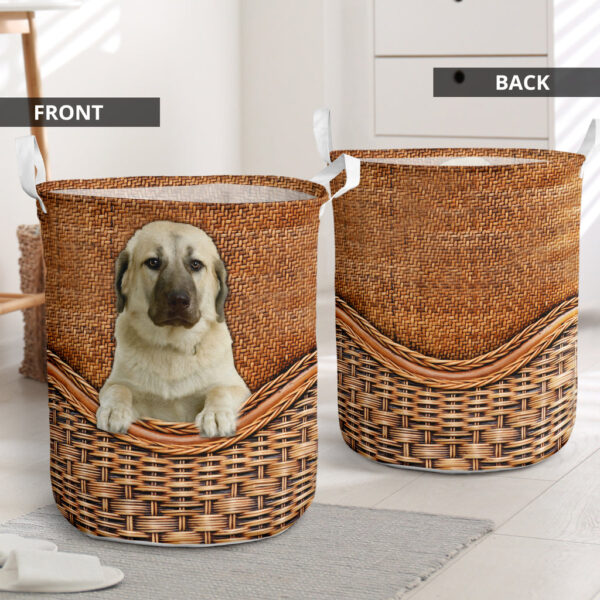 Anatolian Shepherd Rattan Texture Laundry Basket – Dog Laundry Basket – Mother Gift – Gift For Dog Lovers