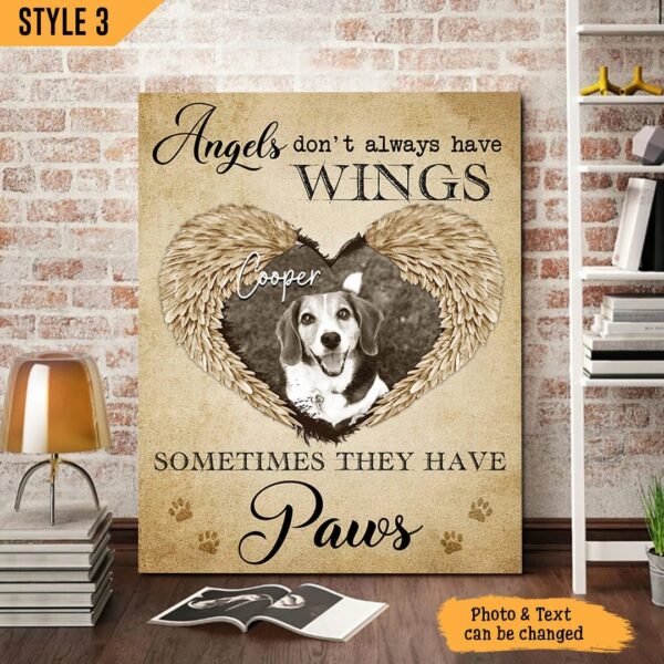 Angels Don’t Always Have Wings Sometimes They Have Paws Dog Personalized Canvas – Wall Art Canvas – Gifts for Dog Mom