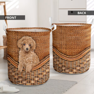 Apricot Poodle Rattan Texture Laundry Basket…