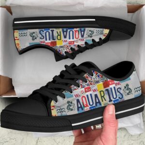 Aquarius License Plates Low Top Shoes Canvas Print Lowtop Casual Shoes Gift For Adults Sneaker For Walking 2