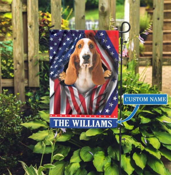 Arkansas Basset Hound Personalized Garden Flag – Garden Dog Flag – Personalized Dog Garden Flags