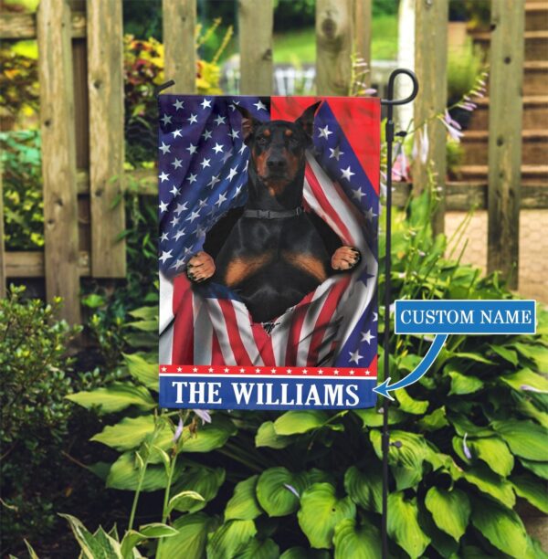 Arkansas Doberman Personalized Garden Flag – Garden Dog Flag – Personalized Dog Garden Flags