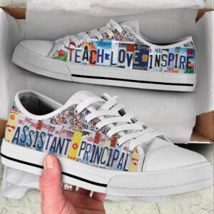 Assistant Principal Inspire License Plates Low Top Shoes Best Gift For Teacher School Shoes Malalan 1