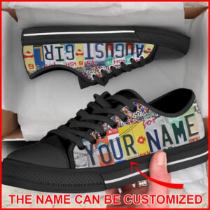 August Girl License Plates Custom Name Low Top Shoes Birthday Low Top Shoes Casual Shoes Gift For Adults 2