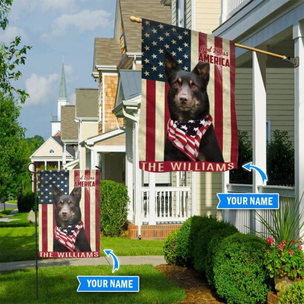 Australian Kelpie God Bless America Personalized Flag – Garden Dog Flag – Dog Flag For House