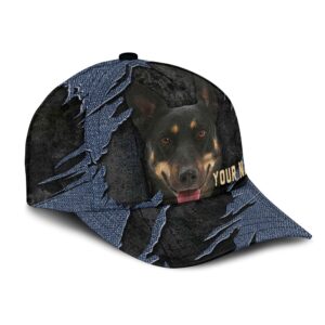 Australian Kelpie Jean Background Custom Name Cap Classic Baseball Cap All Over Print Gift For Dog Lovers 2 zkew60