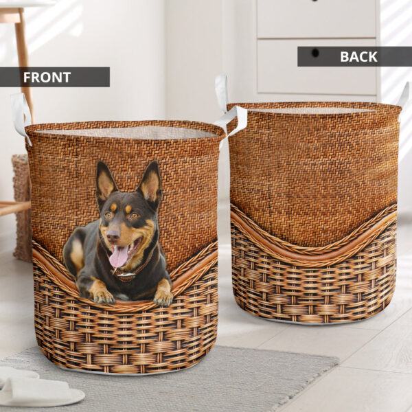 Australian Kelpie Rattan Texture Laundry Basket – Dog Laundry Basket – Mother Gift – Gift For Dog Lovers