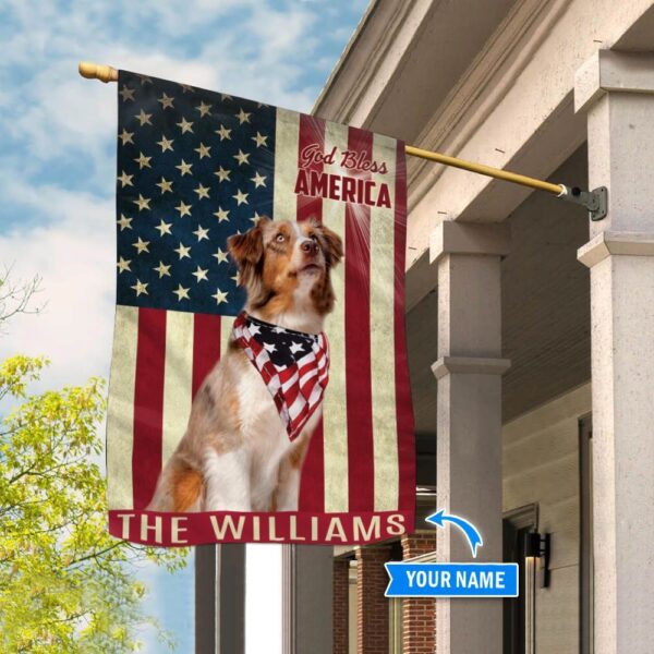 Australian Shepherd God Bless America Personalized Flag – Garden Dog Flag – Dog Flag For House