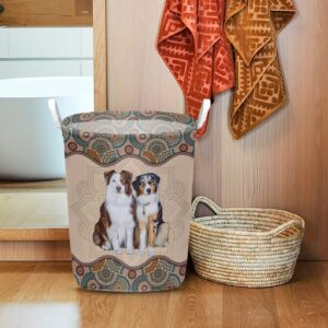 Australian Shepherd In Mandala Pattern Laundry Basket Dog Laundry Basket Mother Gift Gift For Dog Lovers 1