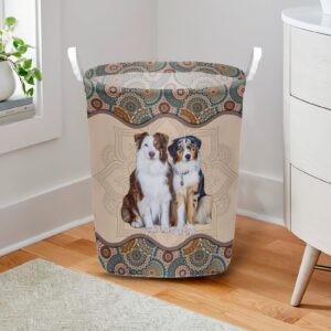 Australian Shepherd In Mandala Pattern Laundry Basket Dog Laundry Basket Mother Gift Gift For Dog Lovers 2