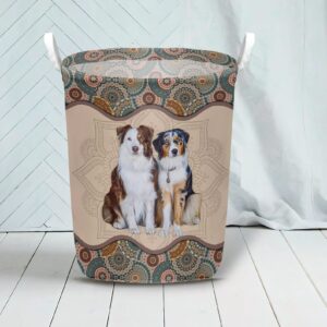 Australian Shepherd In Mandala Pattern Laundry Basket Dog Laundry Basket Mother Gift Gift For Dog Lovers 3