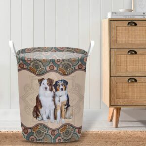 Australian Shepherd In Mandala Pattern Laundry Basket Dog Laundry Basket Mother Gift Gift For Dog Lovers 4