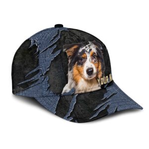 Australian Shepherd Jean Background Custom Name Cap Classic Baseball Cap All Over Print Gift For Dog Lovers 2 xwxgse