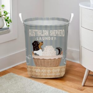 Australian Shepherd Wash And Dry Laundry Basket Dog Laundry Basket Mother Gift Gift For Dog Lovers 2