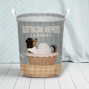 Australian Shepherd Wash And Dry Laundry Basket Dog Laundry Basket Mother Gift Gift For Dog Lovers 3
